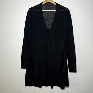 Eileen Fisher Organic Linen‎ Silk Backed Cardigan Black size small